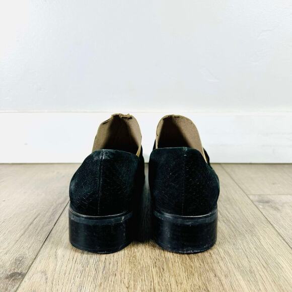 Jeffrey Campbell Black Suede Reptile Print Womens Loafers Size 8.5 - Picture 6 of 10